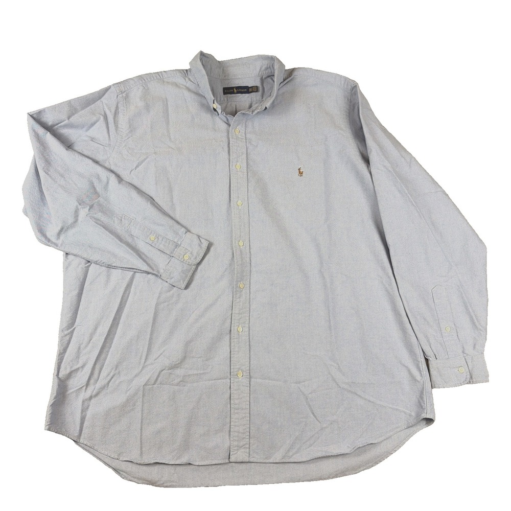 Ralph Lauren Button Down Shirt Mens 3XLT Blue Oxford Long Sleeve Pony Logo